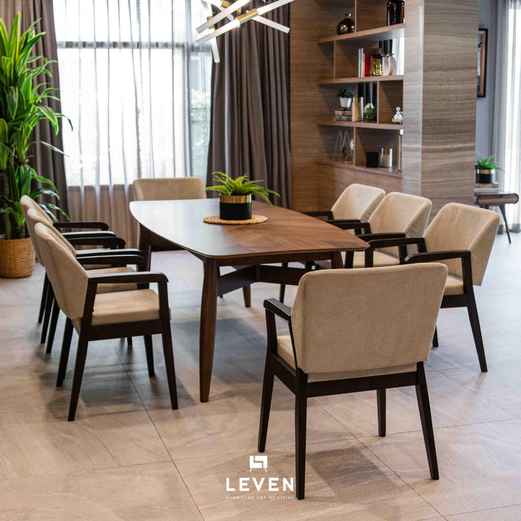 Leven Furniture ชุดโต๊ะทานข้าวไม้ 2.4 ม. จำนวน 8 ที่นั่ง รุ่น สตาร์ค STARK