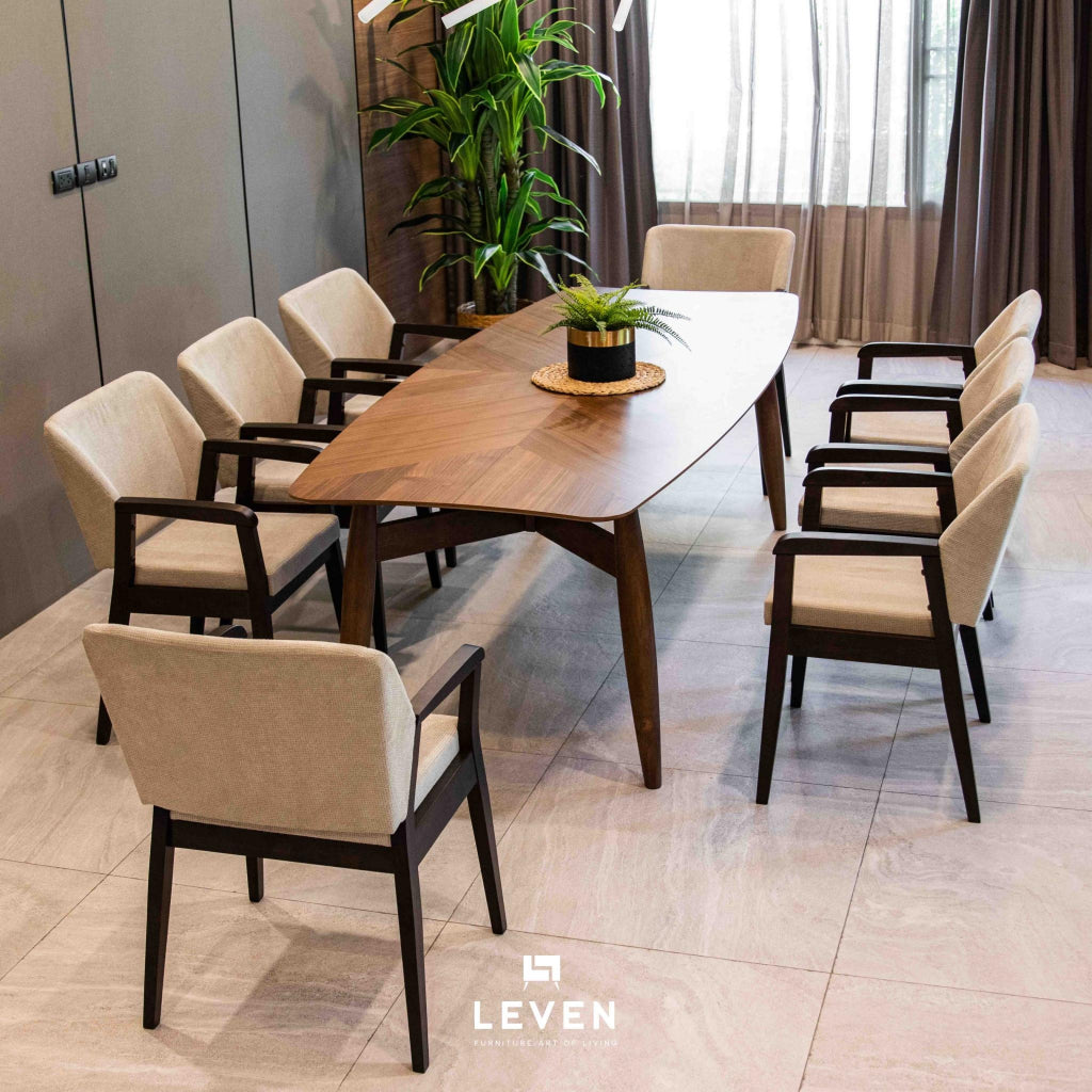 Leven Furniture ชุดโต๊ะทานข้าวไม้ 2.4 ม. จำนวน 8 ที่นั่ง รุ่น สตาร์ค STARK