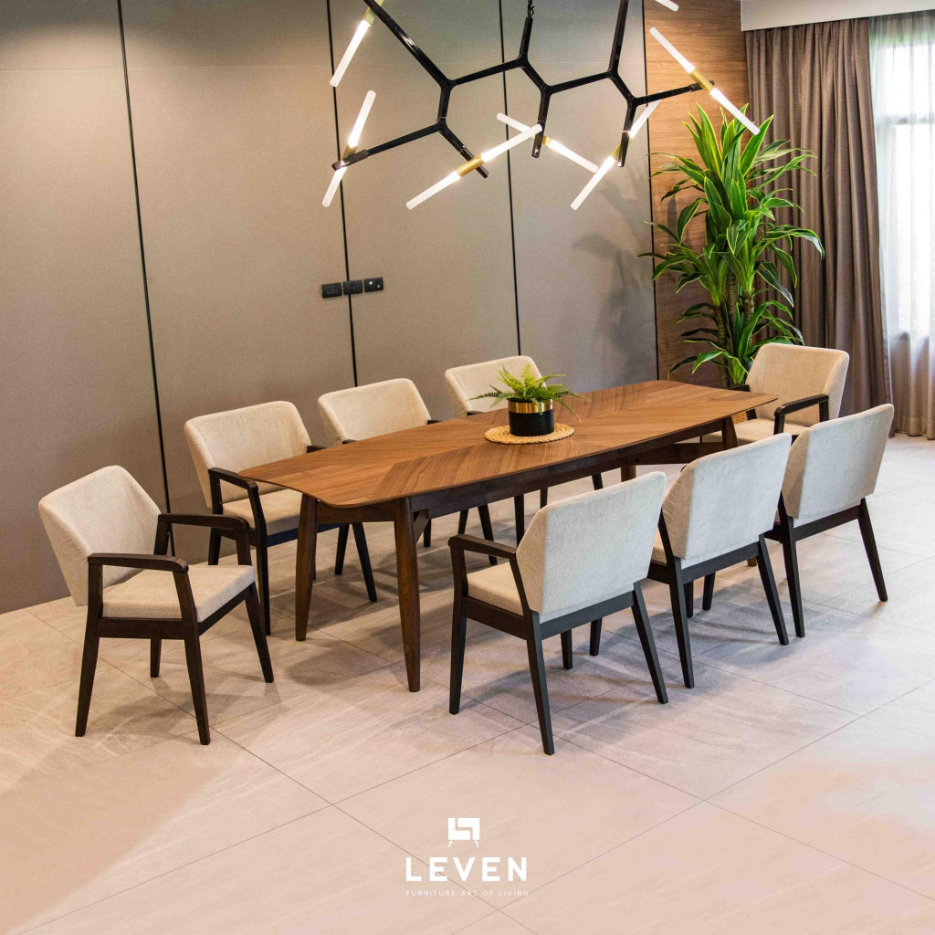 Leven Furniture ชุดโต๊ะทานข้าวไม้ 2.4 ม. จำนวน 8 ที่นั่ง รุ่น สตาร์ค STARK