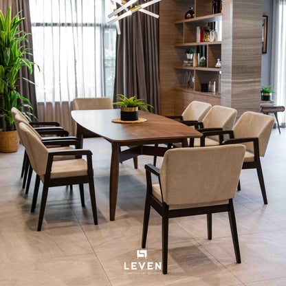 Leven Furniture ชุดโต๊ะทานข้าวไม้ 2.4 ม. จำนวน 6 ที่นั่ง รุ่น สตาร์ค STARK