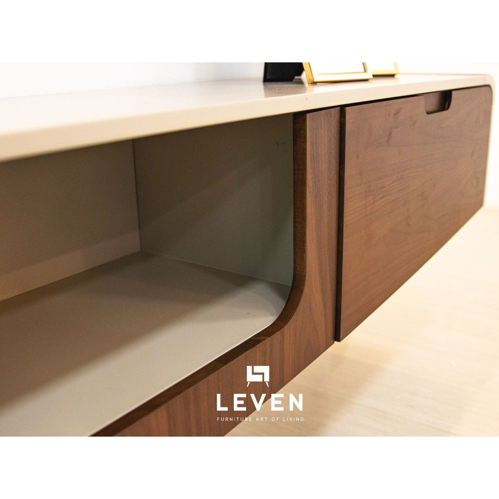 Leven Furniture ตู้วางTV ชุดวางของติดผนัง ขนาด 240 CM ชั้นวางไม้แท้ อแมนด้า AMANDA