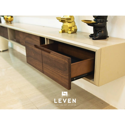 Leven Furniture ชุดวางTVติดผนัง ขนาด 180 CM ชั้นวางของติดผนังไม้ amanda อแมนด้า