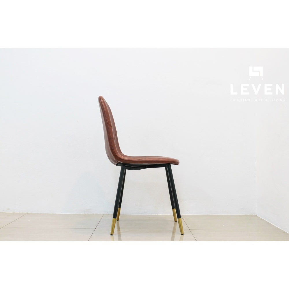 Leven Furniture เก้าอี้โต๊ะอาหาร เก้าอี้ทานอาหาร โครงขาเหล็กปลายทอง เบาะหนัง PU รุ่น บอสโก้ BOSSCO