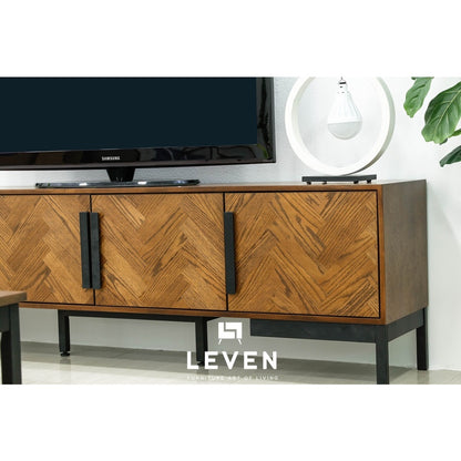 Leven Furniture ชั้นวางทีวีไม้ ขาเหล็ก รุ่น ฮาร์โมไนซ์ HARMONIZE 200 cm.