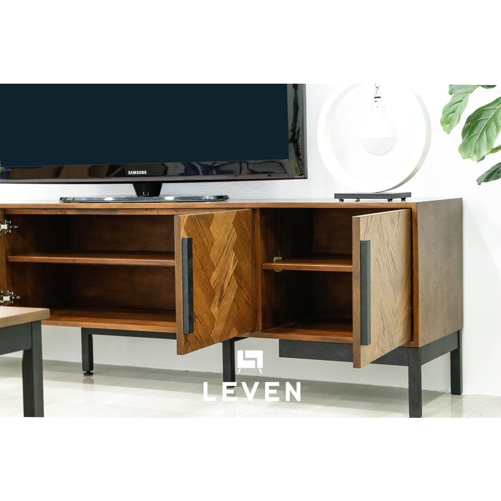 Leven Furniture ชั้นวางทีวีไม้ ขาเหล็ก รุ่น ฮาร์โมไนซ์ HARMONIZE 200 cm.