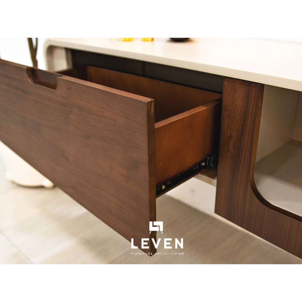 Leven Furniture ตู้วางTV ชุดวางของติดผนัง ขนาด 240 CM ชั้นวางไม้แท้ อแมนด้า AMANDA