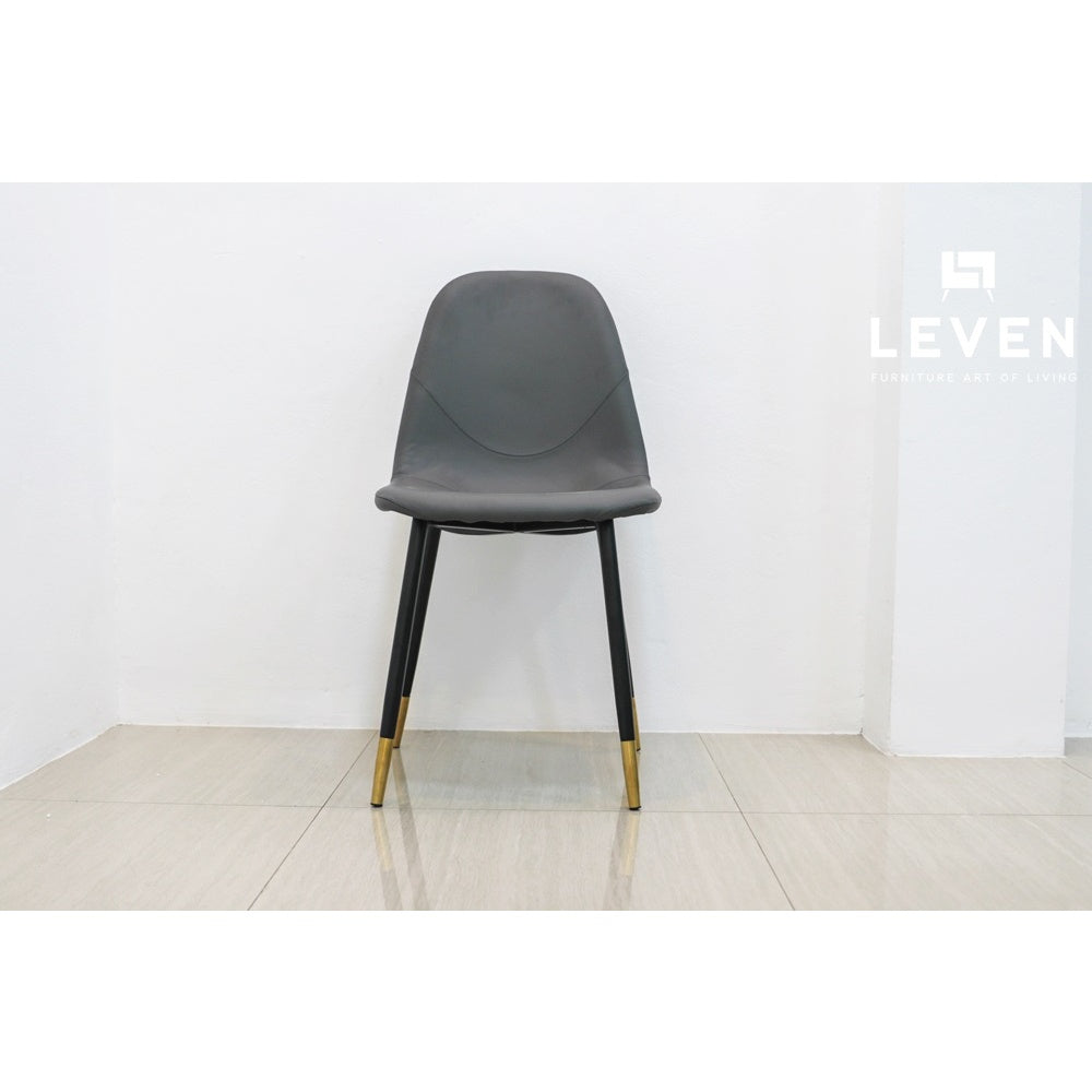 Leven Furniture เก้าอี้โต๊ะอาหาร เก้าอี้ทานอาหาร โครงขาเหล็กปลายทอง เบาะหนัง PU รุ่น บอสโก้ BOSSCO