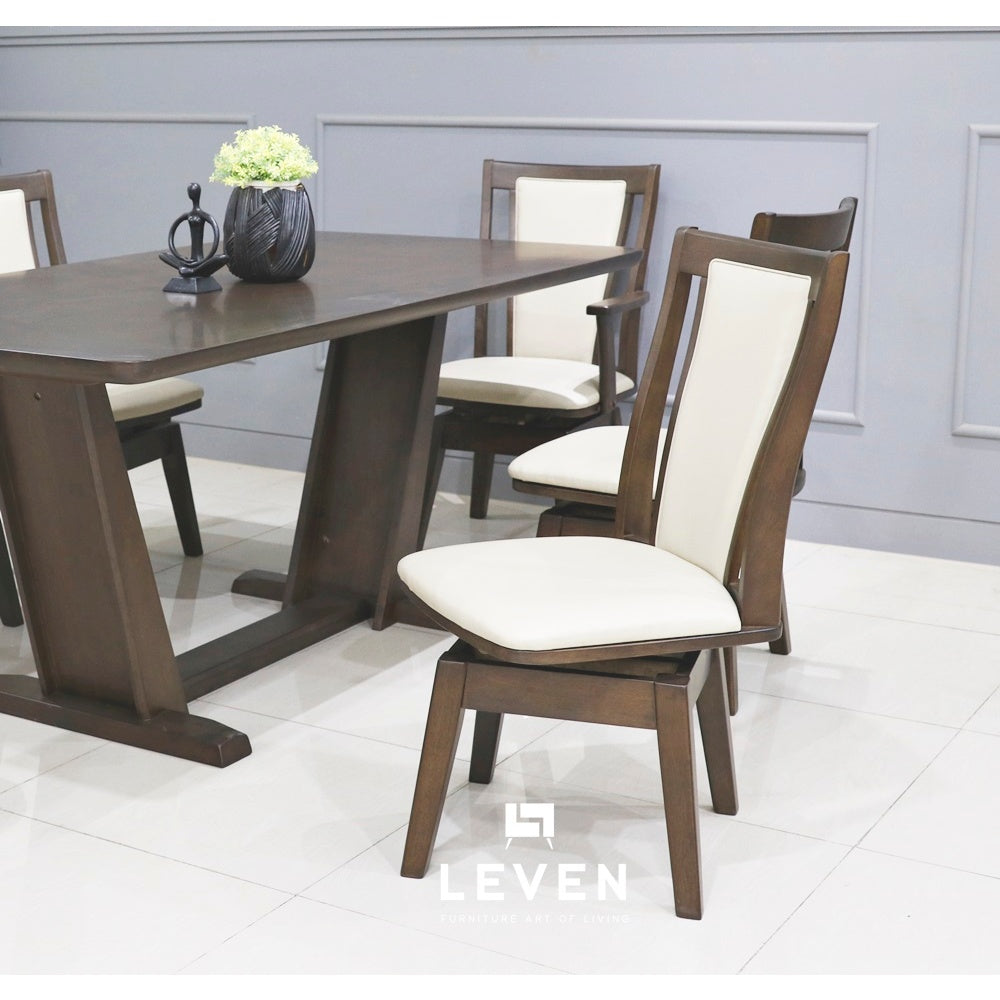 Leven Furniture เก้าอี้อาหารไม้ แบบไม่มีแขน หุ้มหนัง PVC ไม่มีแขน สามารถหมุนได้ 360 องศา รุ่น ทาน่า TANA