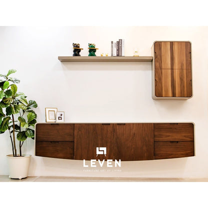 Leven Furniture ตู้ติดกำแพงไม้ 4 ประตู 60 cm.ซีรีส์ " อแมนด้า AMANDA " ปิดผิววีเนียร์