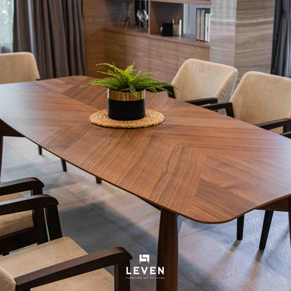 Leven Furniture ชุดโต๊ะทานข้าวไม้ 2.4 ม. จำนวน 6 ที่นั่ง รุ่น สตาร์ค STARK