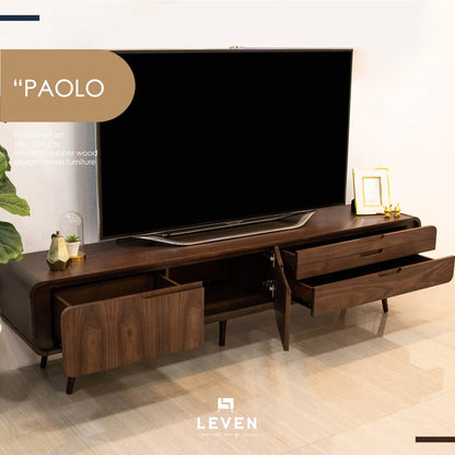 Leven Furniture ชั้นวางทีวีไม้ แบบตั้งพื้น รุ่น เปาโล PAOLO มีขนาด 1.60 ม. และ 2.10 ม.