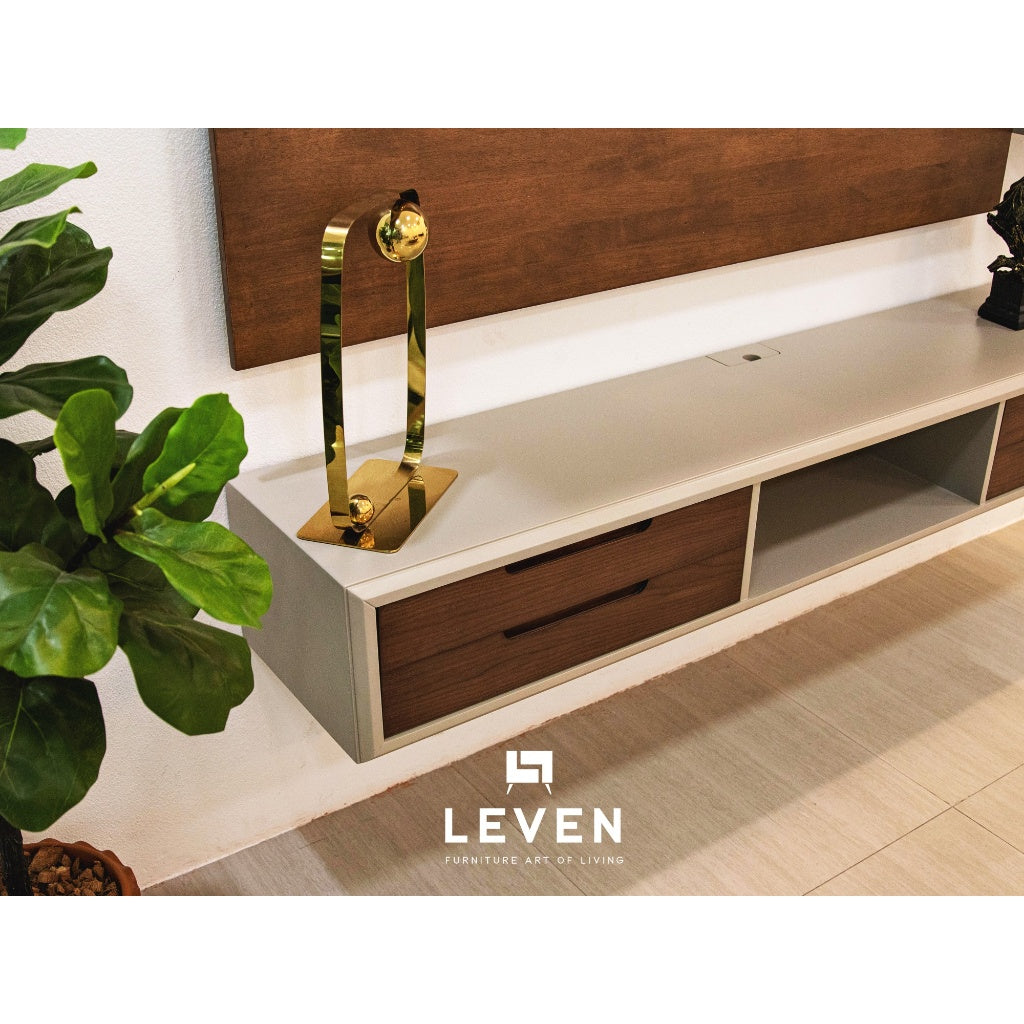 Leven Furniture ชุดวาง TV ติดผนัง ขนาด 150 CM ชั้นวางของติดผนังไม้ amanda อแมนด้า