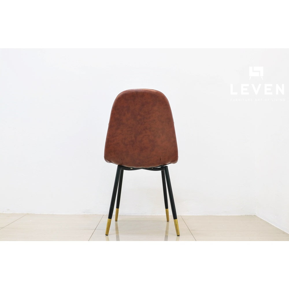 Leven Furniture เก้าอี้โต๊ะอาหาร เก้าอี้ทานอาหาร โครงขาเหล็กปลายทอง เบาะหนัง PU รุ่น บอสโก้ BOSSCO