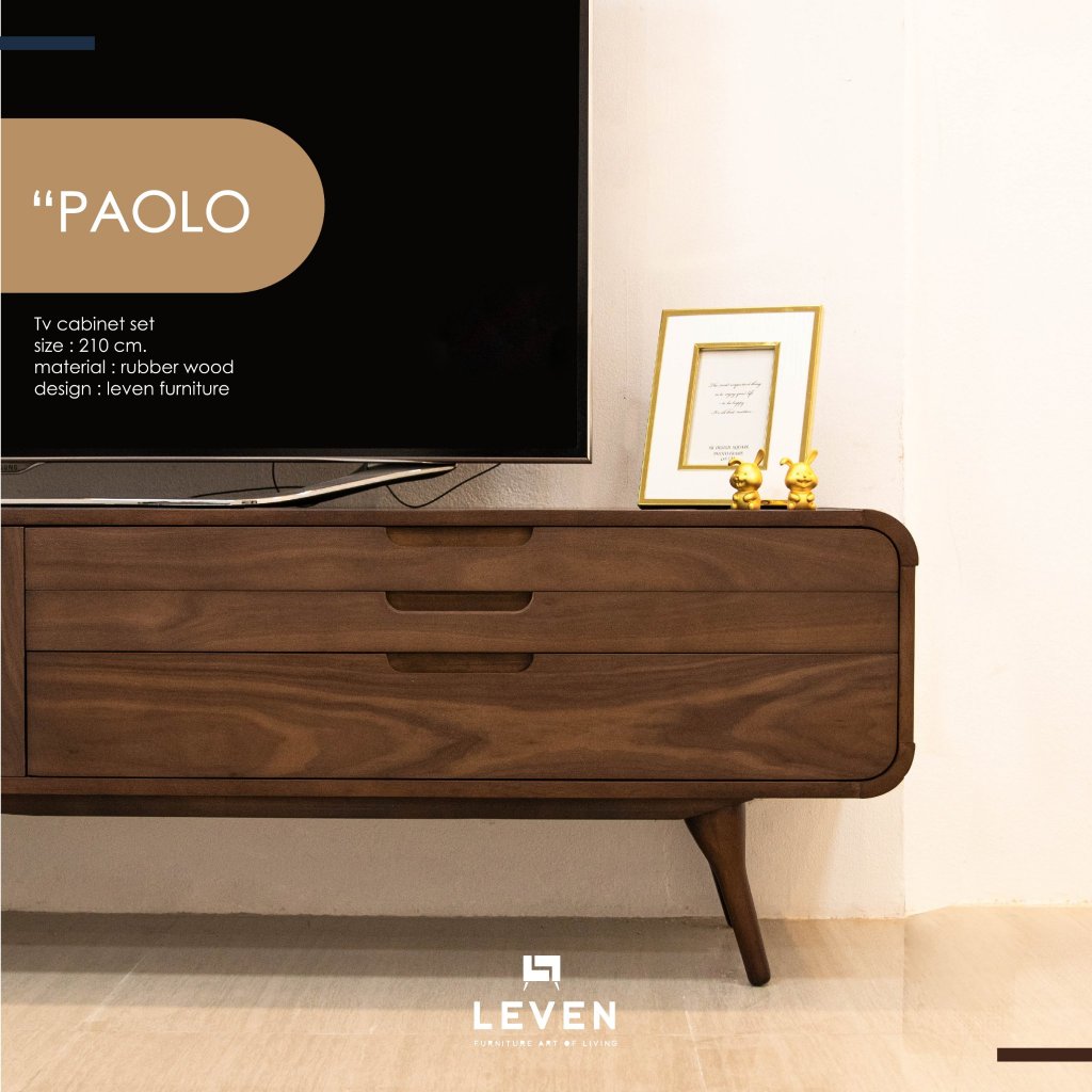 Leven Furniture ชั้นวางทีวีไม้ แบบตั้งพื้น รุ่น เปาโล PAOLO มีขนาด 1.60 ม. และ 2.10 ม.