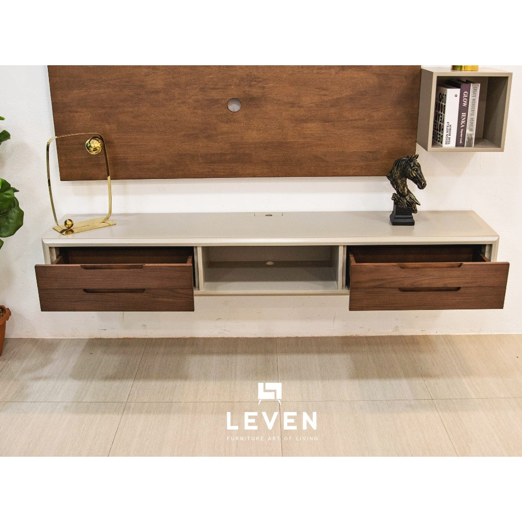 Leven Furniture ชุดวาง TV ติดผนัง ขนาด 150 CM ชั้นวางของติดผนังไม้ amanda อแมนด้า