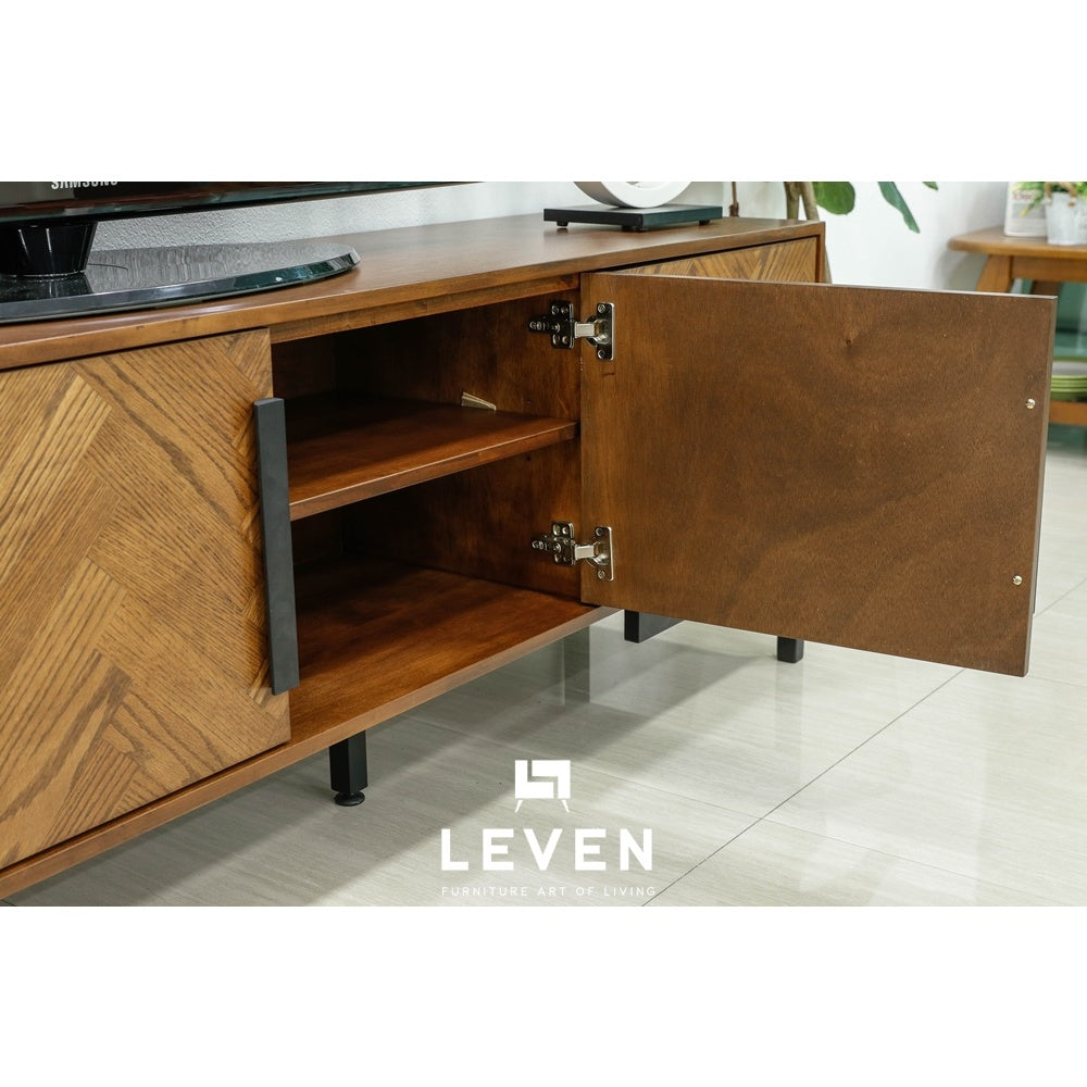 Leven Furniture ชั้นวางทีวีไม้ ขาเหล็ก รุ่น ฮาร์โมไนซ์ HARMONIZE 200 cm.