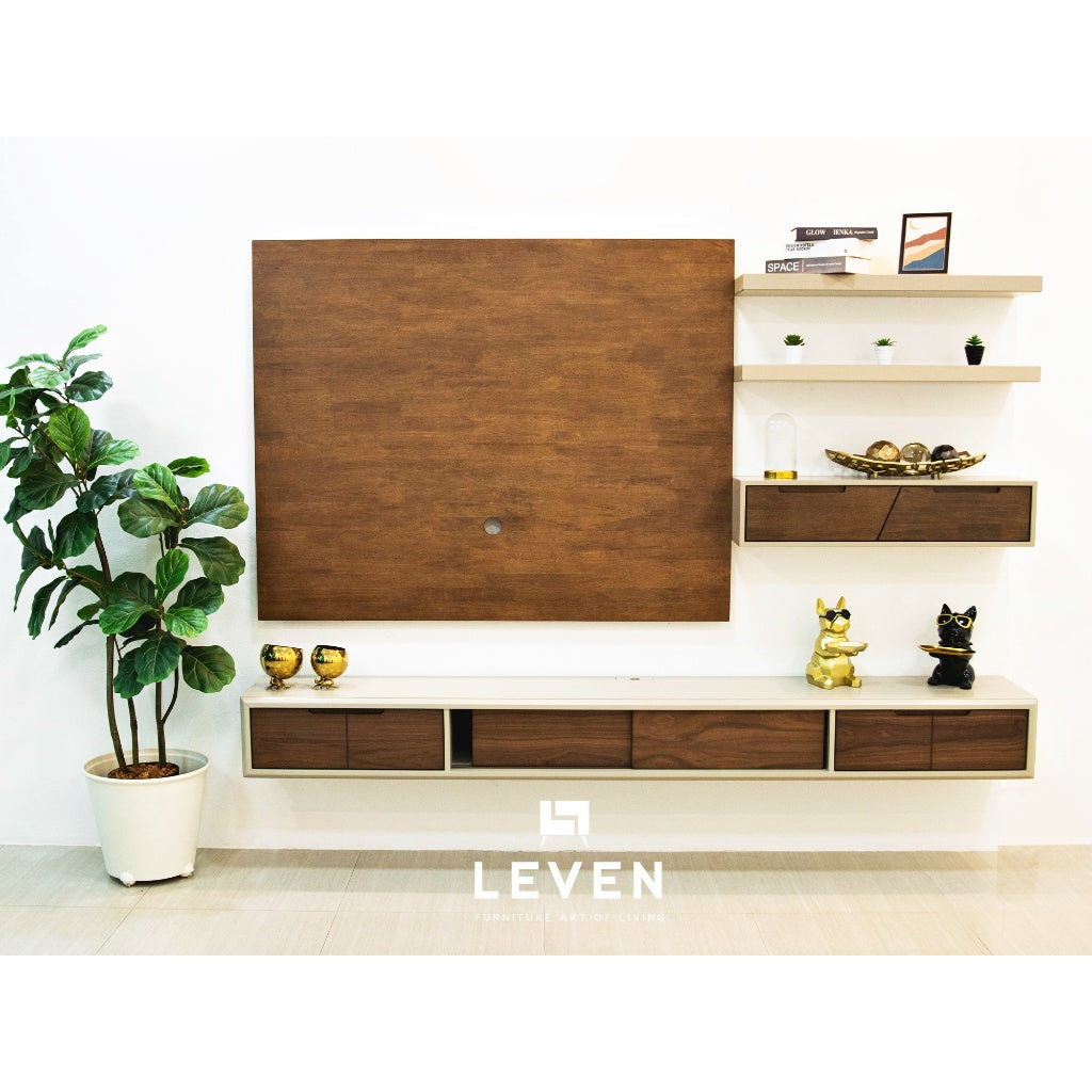 Leven Furniture ชุดวางTVติดผนัง ขนาด 180 CM ชั้นวางของติดผนังไม้ amanda อแมนด้า