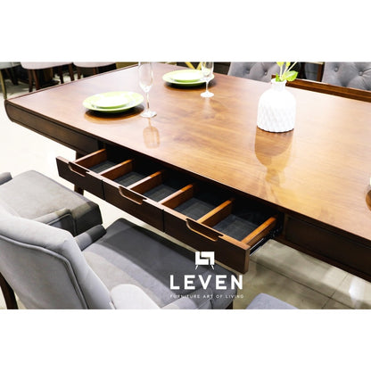 Leven Furniture โต๊ะอาหารไม้จริง มีลิ้นชัก รุ่น เปาโล PAOLO