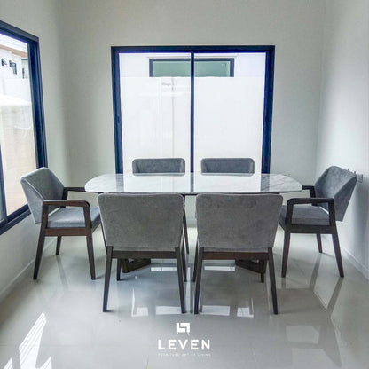 Leven Furniture โต๊ะอาหารหินอ่อน รุ่น คาร์มา Karma 6 ที่นั่ง