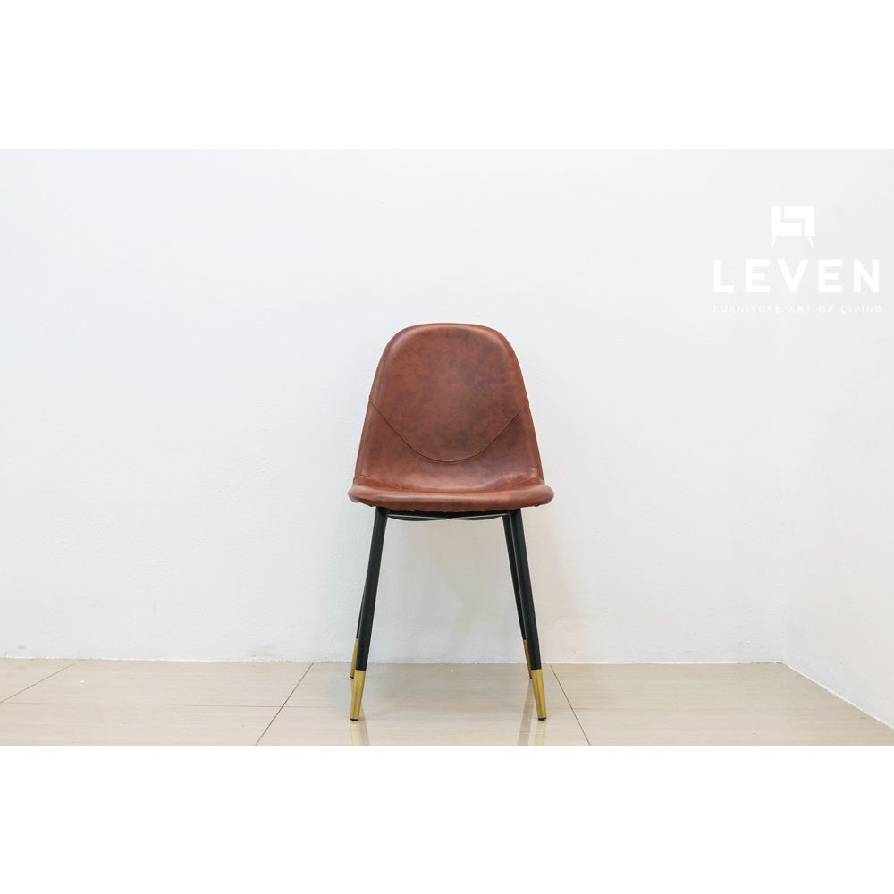 Leven Furniture เก้าอี้โต๊ะอาหาร เก้าอี้ทานอาหาร โครงขาเหล็กปลายทอง เบาะหนัง PU รุ่น บอสโก้ BOSSCO