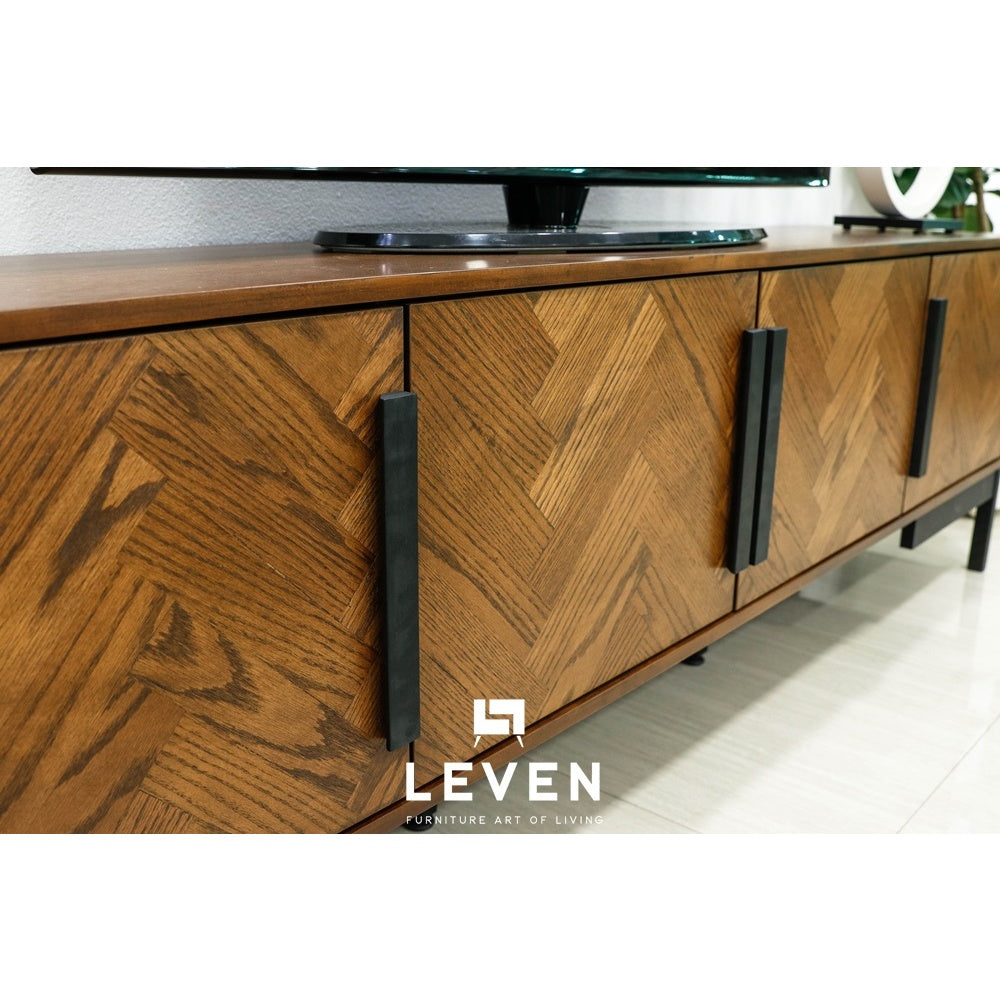 Leven Furniture ชั้นวางทีวีไม้ ขาเหล็ก รุ่น ฮาร์โมไนซ์ HARMONIZE 200 cm.