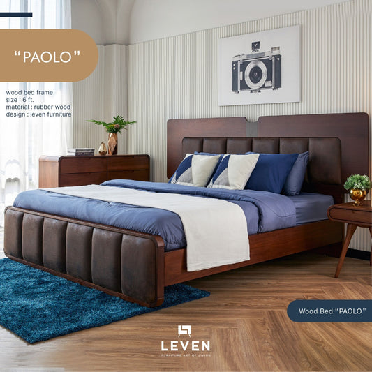 Leven Furniture เตียงไม้ ขนาด 6 ฟุต รุ่น เปาโล PAOLO หรู พรีเมี่ยม