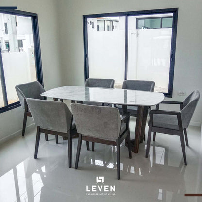 Leven Furniture โต๊ะอาหารหินอ่อน รุ่น คาร์มา Karma 6 ที่นั่ง