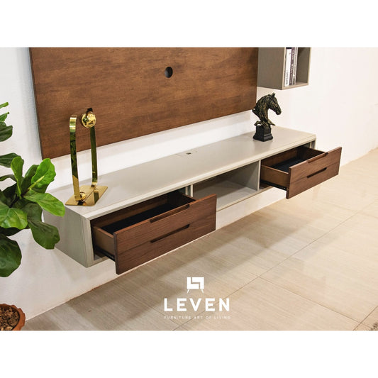 Leven Furniture ชุดวาง TV ติดผนัง ขนาด 150 CM ชั้นวางของติดผนังไม้ amanda อแมนด้า