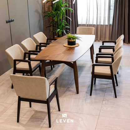 Leven Furniture ชุดโต๊ะทานข้าวไม้ 2.4 ม. จำนวน 6 ที่นั่ง รุ่น สตาร์ค STARK