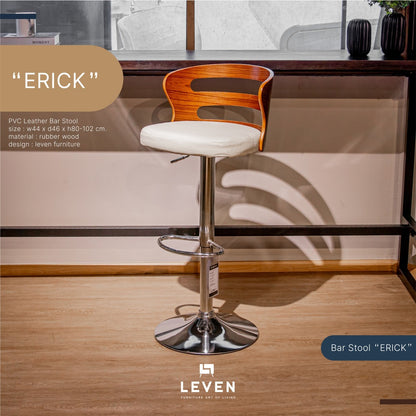 Leven Furniture เก้าอี้บาร์ ทรงสูง เก้าอี้บาร์พนักพิงไม้ ปรับระดับได้ รุ่น อีริค Erick