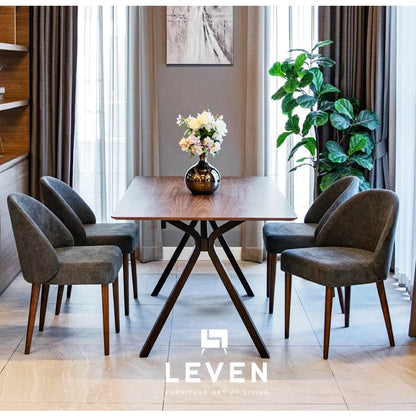 Leven Furniture ชุดโต๊ะอาหารไม้ รุ่น WINTER พร้อมเก้าอี้ รุ่น เตกีล่า TEQUILA 6 ตัว