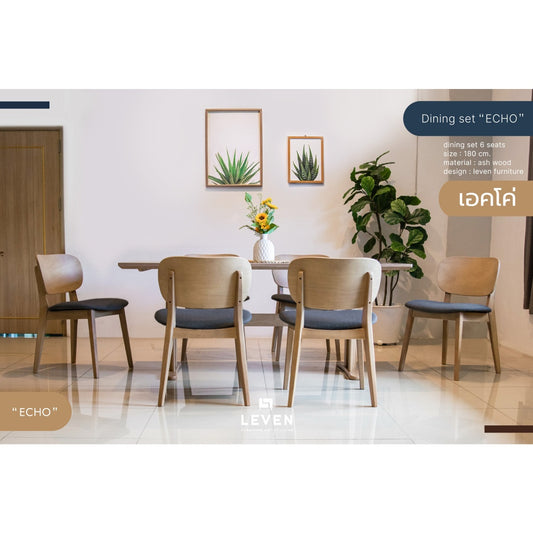 Leven Furniture ชุดโต๊ะอาหาร 6 ที่นั่ง รุ่น เอคโค่ ECHO & MONDAY