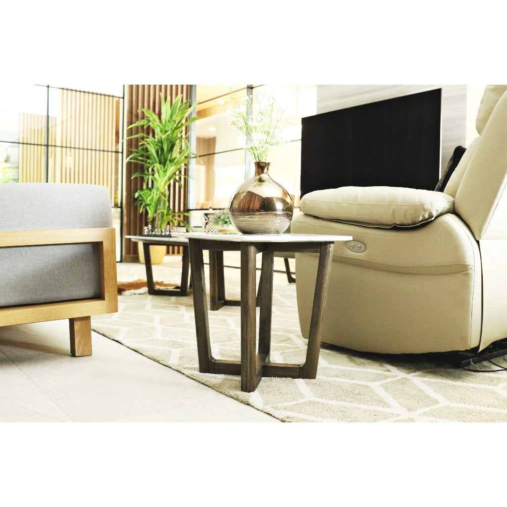 Leven Furniture โต๊ะข้างไม้จริง ท็อปหินอ่อน รุ่น คาร์มา KARMA