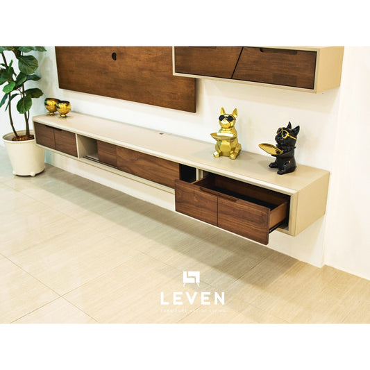 Leven Furniture ชุดวางTVติดผนัง ขนาด 180 CM ชั้นวางของติดผนังไม้ amanda อแมนด้า