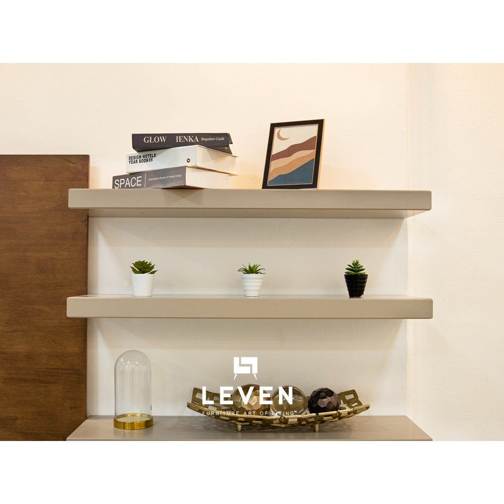 Leven Furniture ชั้นวางติดกำแพงไม้ 90 Cm. รุ่น อแมนด้า AMANDA LIVING SET 2 ก90 X ล25 X ส5 Cm. โมเดิร์น สีน้ำตาล