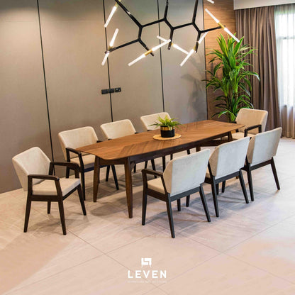 Leven Furniture ชุดโต๊ะทานข้าวไม้ 2.4 ม. จำนวน 8 ที่นั่ง  รุ่น สตาร์ค STARK