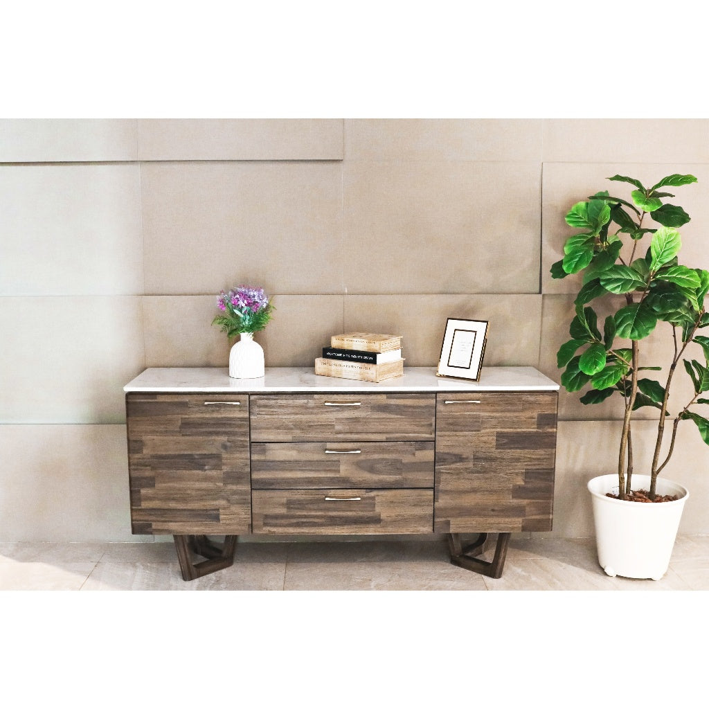 Leven Furniture ตู้ไซด์บอร์ดไม้ Sideboard ท็อปหินอ่อน รุ่น คาร์มา KARMA