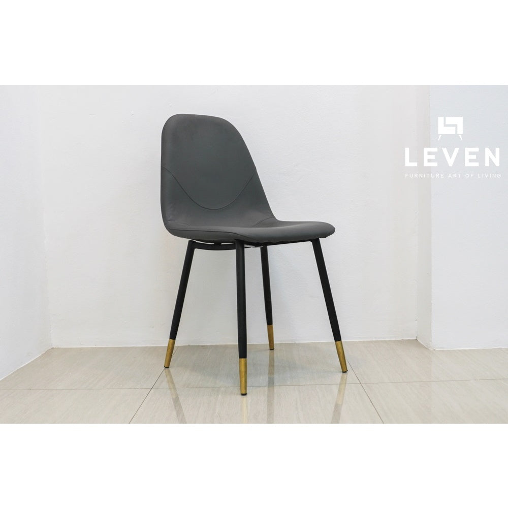 Leven Furniture เก้าอี้โต๊ะอาหาร เก้าอี้ทานอาหาร โครงขาเหล็กปลายทอง เบาะหนัง PU รุ่น บอสโก้ BOSSCO